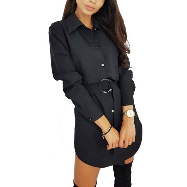 

retro 2020 new fashion women casual pockets dress women summer long sleeve button shirt maxi dresses offlce ladies vestido hot, Black;gray