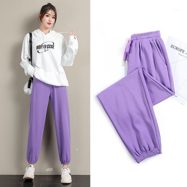 

women's pants & capris 2021 fashion women casual harem autumn female drawstring high waist sweatpants trousers jogger wp2281, Black;white