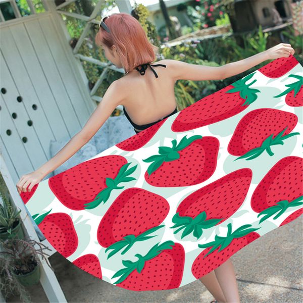 

150x180cm микрофибры пляжное полотенце 3d печати клубника фрукты показать полотенце йога бассейн пикник thin одеяло для девочек мальчиков по