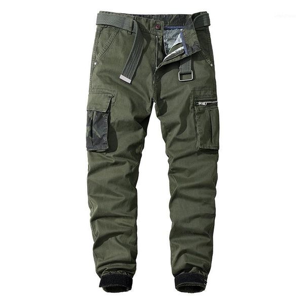 

men's autumn winter cotton cargo pants casual joggers pants trousers for men camouflage streetwear tactical1, Black