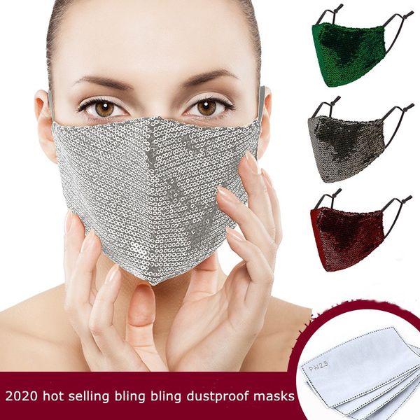 Kostenlose DHL-Gesichtsmaske im Großhandel, PM2,5-Filter, Sonnenschutz-Gesichtsmasken, Anti-Bakterien, staubdicht, weich, atmungsaktiv, Bling-Maske, waschbar