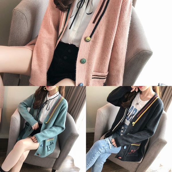 

very fairy sweater coat women's new style of early autumn 2020 korean version loose and lazy coat sweatersweater sweaterwith foreign st, White;black