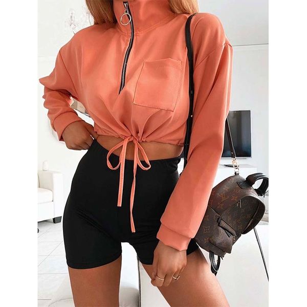 

2020 short hoodies for autumn streetwear winter long khaki women black sleeve pollover series sweatshirt solid xvkqm