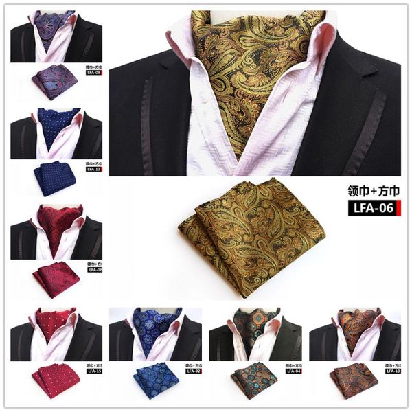 

fashion men formal occasion scarf pocket square set luxury woven scarves with handkerchief sets, Black;gray