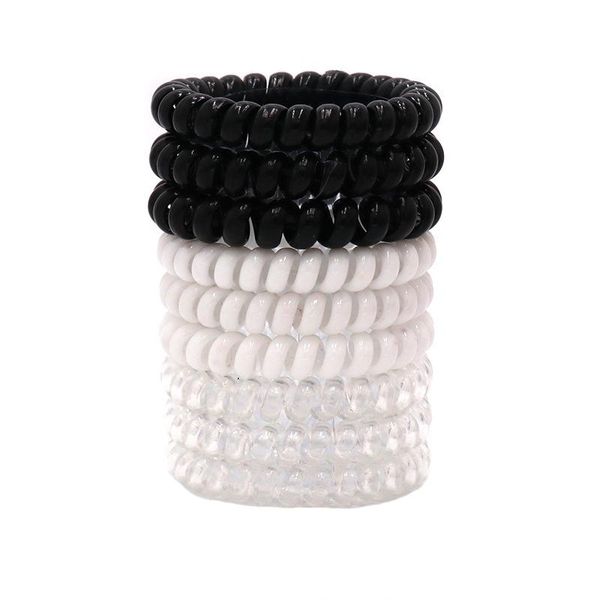 

big thick plastic elastic hair ropes multi colors telephone wire rubber bands personality gift for women stretchy ponytail sqchzy hat7890, Silver