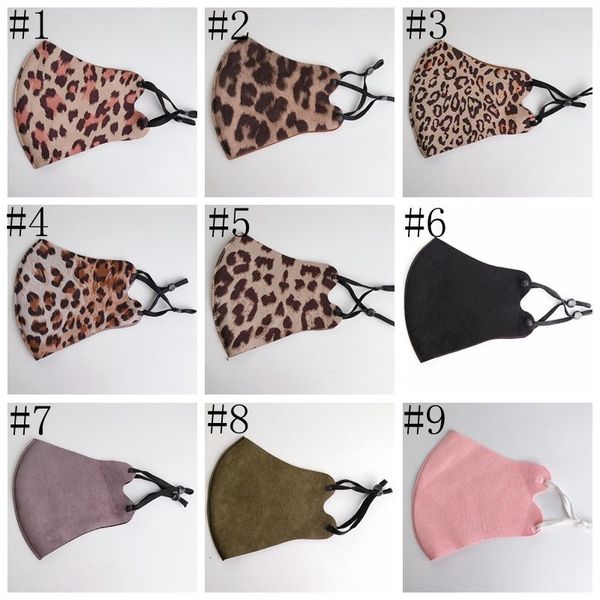 

leopard print suede 9 styles adjustable black sunscreen fashion three-dimensional washable reusable face mask yya369 egiy#