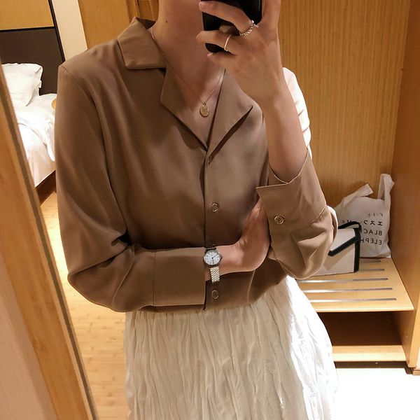 

2021 new spring turn down collar long sleeve women and blouses chiffon white shirt blusas roupa feminina outwear ouli
