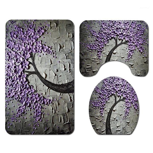

3pcs polyester fiber bathroom mat set hydrophilic toilet carpet washable kitchen floor rug anti-slip shower room mat1