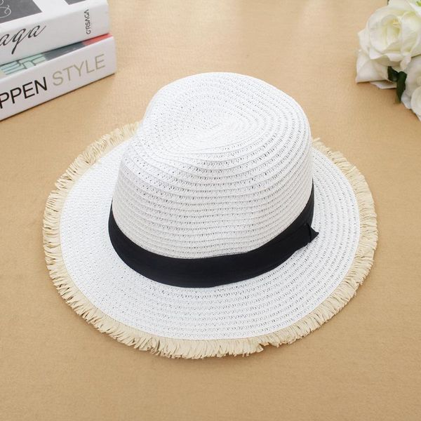 

summer beach hat south korea's new women sunshade hats outdoor leisure raw edge fashion sun straw cap travel ladies caps h0241, Blue;gray