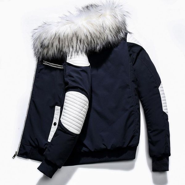 

2020 men winter jackets parka coats mens warm casual mens coat fashion big fur collar hooded jacket men overcoat1, Black