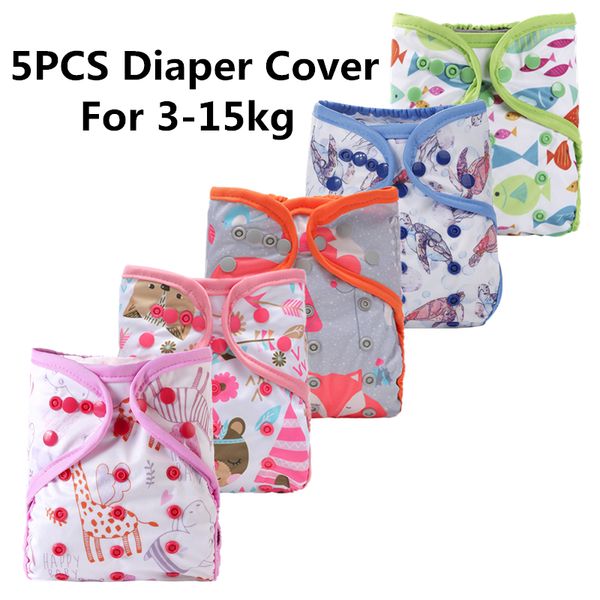 

simfamily]5pcs/set reusable cloth diaper cover washable waterproof baby nappy pul suit 3-15kgs wholesale adjustable diaper 1016