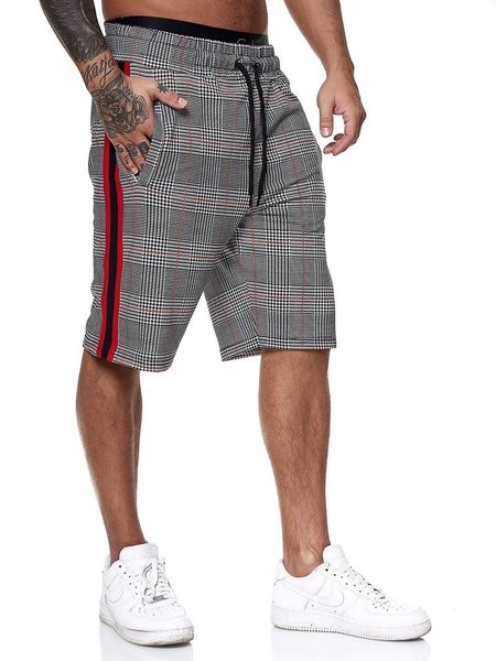 

men's shorts summer mens 2021 casual plaid fashion striped slim loose beach men running sports pants 3xl, White;black