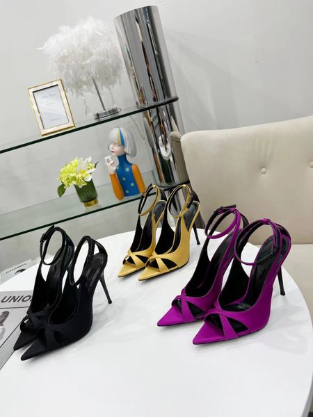 

22ss early spring new women's high heels sandals custom silk upper full high-grade feeling heel height .5cm size35-42, Black
