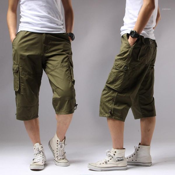 

summer men's casual shorts regular solid pockets army green cotton shorts men cargo men army men's big size 5xl1, White;black