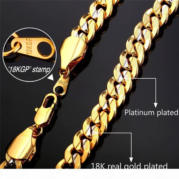 

9mm gold chain for men women platinum 18k gold plated two tone gold curb chain necklace bracelet set, Silver