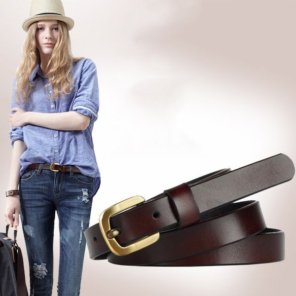 

women's belt fine leather ladies belt simple wild jeans with tide retro decorative student belt, Black;brown