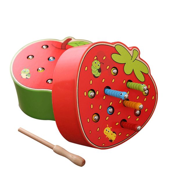 

baby education children wooden model toys catch insects worm game 3d puzzles jigsaw fruit vegetables learning magnetic puzzle y200704
