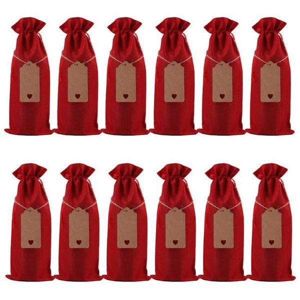 

2020 champagne wine bottle covers linen drawstring bags gift pouches burlap bag