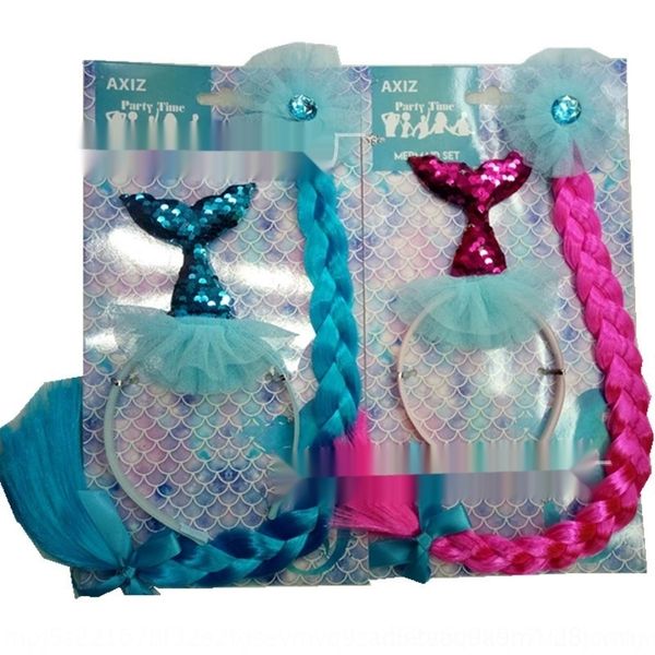 

0wtfb mermaid группа аксессуары плести из двух частей набора mermaid парик oxntf аксессуары для волос блесток полосы волос парик
