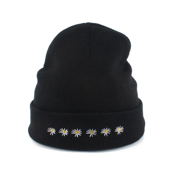 

beanie/skull caps 2021 autumn winter daisies flower hat warm knitted skullies beanies for women fashion hip-hop, Blue;gray