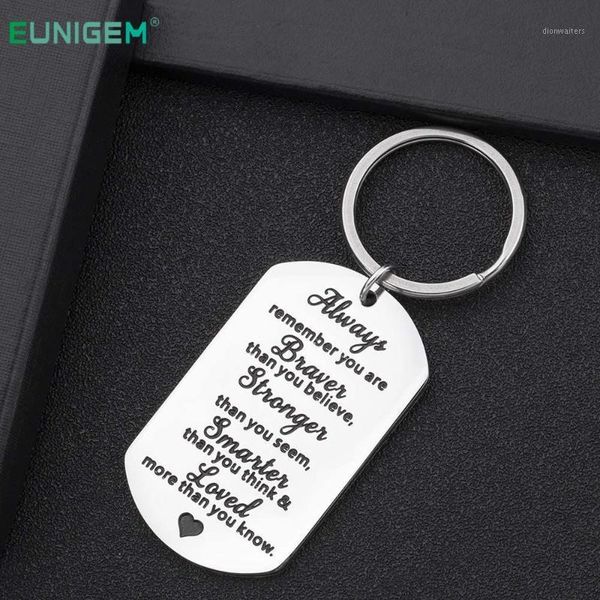 

graduation keychain gifts for teen girls boys son daughter birthday gifts engraved key chain always remember you are braver1, Silver