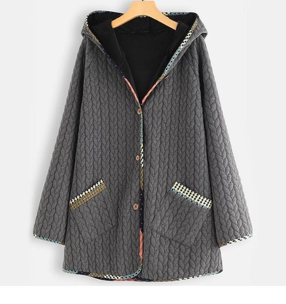 

plus size casual parka autumn winter women clothing fashion loose warm padded coats1, Black