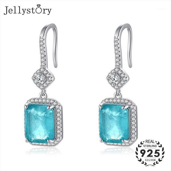 

dangle & chandelier jellystory luxury female drop earring 925 sterling silver jewelry with 8*10 rectangle sapphire earrings for wedding part
