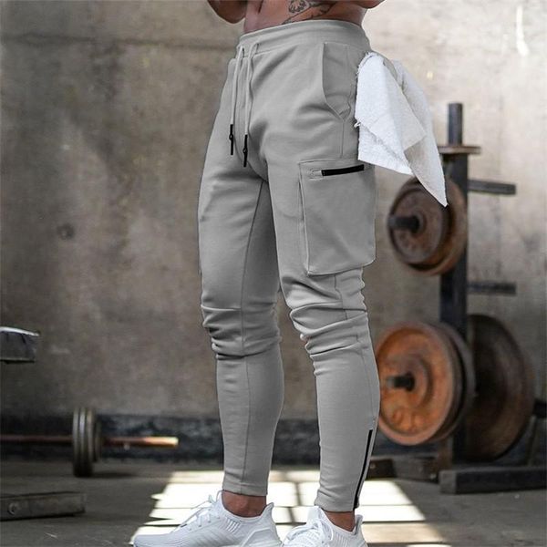 

men's pants mens jogger pnats sweatpants man gyms workout fitness cotton trousers male casual fashion skinny track zipper design pants1, Black