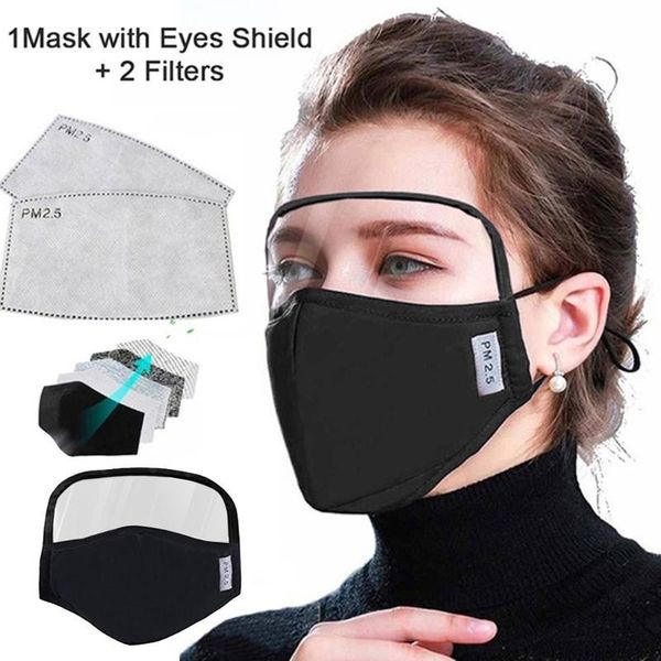 

respirator face makswashable and reusable new 2020 cycling bandana solid pm2.5 cotton mouth with filter dustproof face makse, Black