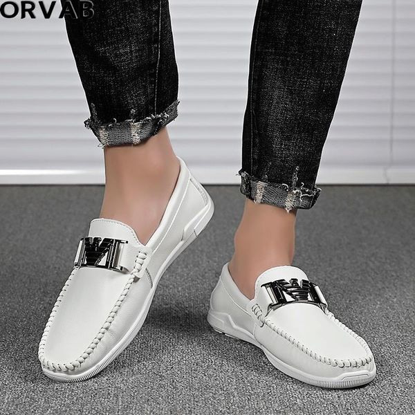 

mens loafers shoes luxury leather brand fashion casual shoes black white sneakers flats slip-on soft comfortable male footwear