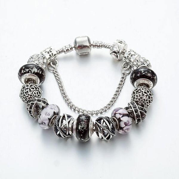 

annapaer 2020 snake chain tibetan beads bracelets & bangles original flower crystal charm fit bracelet female personality b16127, Golden;silver