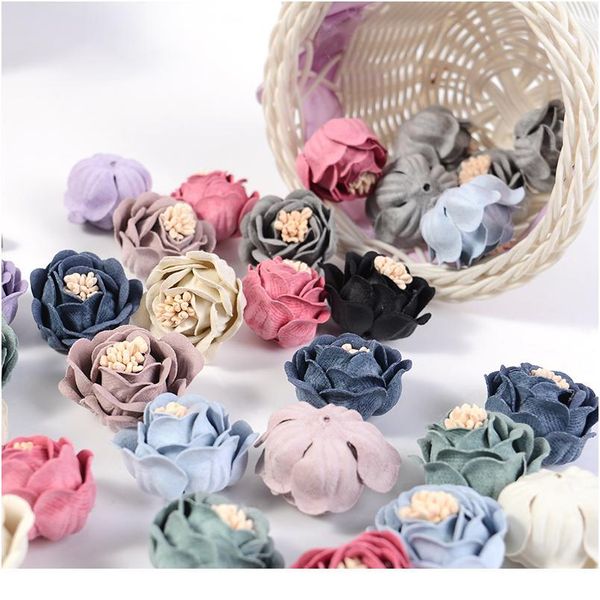

10pcs/lot 3cm silk rose flower head artificial flower wedding party home decor diy wreath scrapbook gift box craft fak jllbne