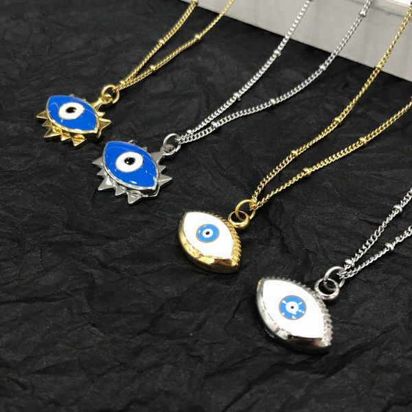 

new evil turkish eye necklace for women blue crystal silver color necklace gold thin chain dainty choker lucky jewelry