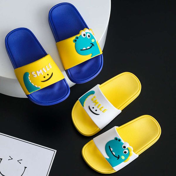 

boy slippers summer cute cartoon dinosaur girl home non slip soft soled children's sandals, Black;red