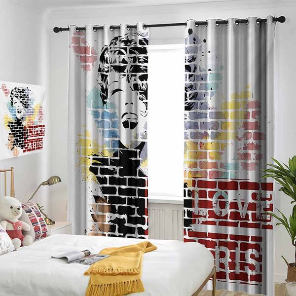 

thermal insulated room darkening window shade i love paris typography and woman figure on street wall design cool artwork print curtain