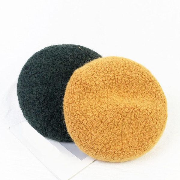 

женский осень и зимний меховой меховой берет японские теплые тыквенные шапка британский уличный стиль шапка, Blue;gray