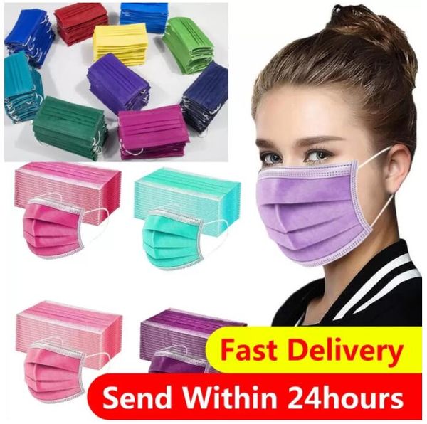 

us stock 3 -7 days delivery disposable face mask 3 layers dustproof facial protective cover anti-dust salon earloop mouth party masks cn05