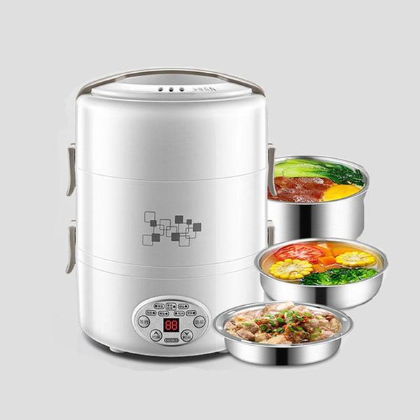 

220v multifunction electric lunch box 3 layer stainless steel liner rice cooker 2l containers insulation heating