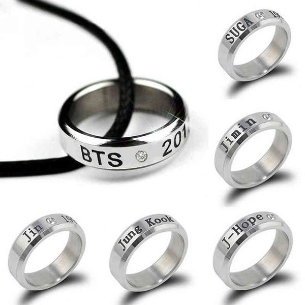 

jimin fashion jewelry ring men titanium steel letters s for women crystals ornaments gift, Silver