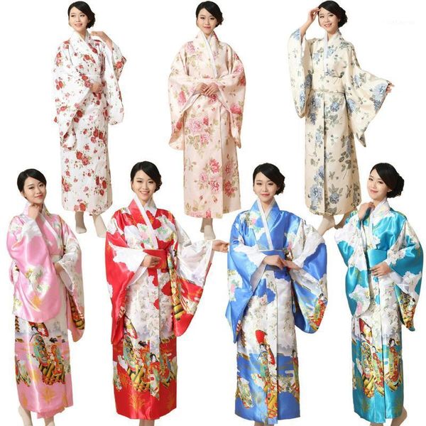 

women japanese traditional costume long sleeve bathrobe female japanese kimono national costume yukata party cosplay 181, Red