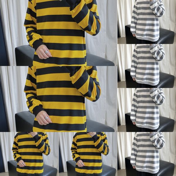 

autumn and winter new plush pullover sweatersweaterstriped sweater men's korean round neck pullover for loversloose coat p0xkl p0xkl, Black