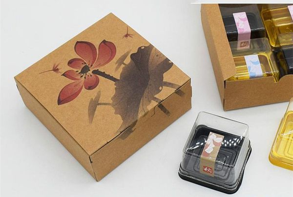 

brown paper cake box 12x12x4.8cm10 pcs ink series paper moon cake cookies gifts west point baked goods china style flower box bbyrys