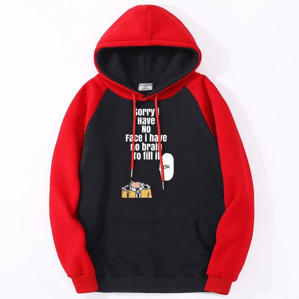 

men's hoodies & sweatshirts 2021 autumn raglan for men one punch anime pattern mens pullover casual streetwear sports clothing fashion, Black
