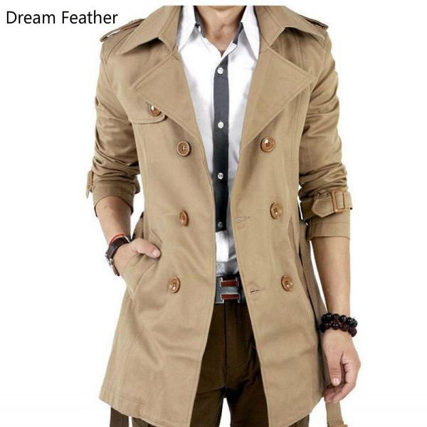 

new brand 2021 fashion coat windbreaker double breasted windbreaker influx of people in the long section of men's, Tan;black