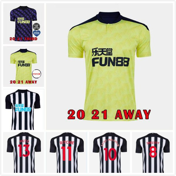 

20 21 nufc home kit футбол трикотажные шелви 2020 2021 джоэлинтон футбол рубашка almiron ritchie гейл джерси, Black;yellow