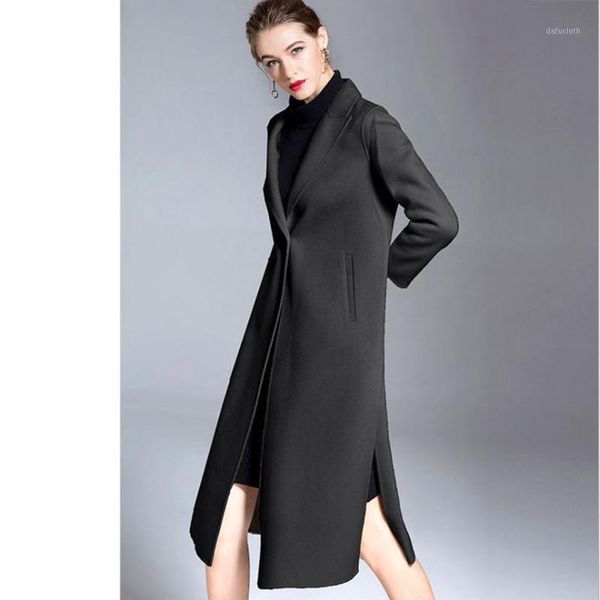 

female winter woolen new style overcoat wool double face cashmere long jacket women autumn thick black korean wear medium coat1