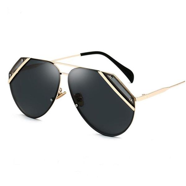 

sunglasses veshion cat eye women rimless shades tinted color irregular ocean lens sun glasses fashion brand designer oculos, White;black