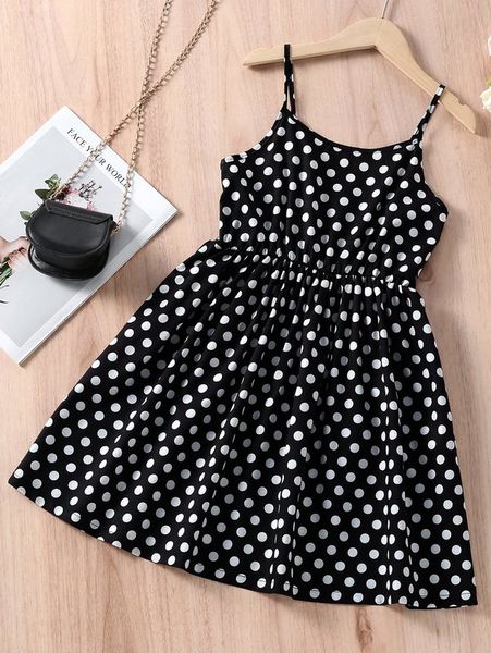 

girls polka dot cami dress she, Red;yellow