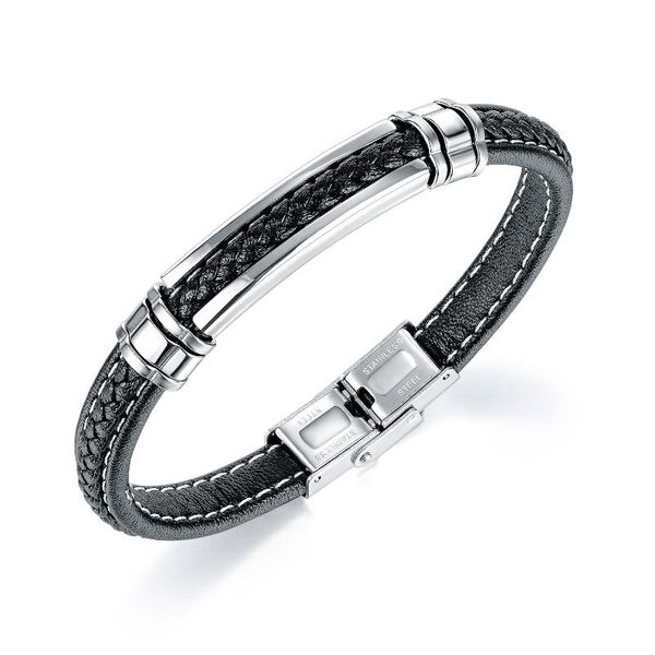

fate love brand men pu synthetic leather bracelets black statement bangles fashion male jewelry new arrival 2020, Golden;silver