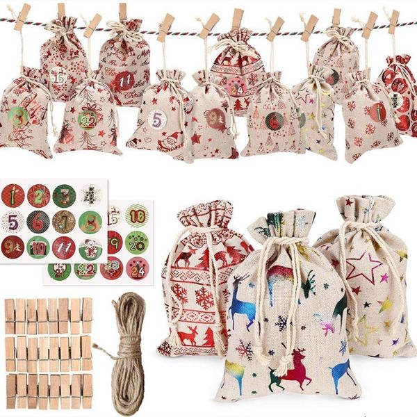

tree hanging small cloth advent calendar gift bag christmas decorations loved by the children t2i51311